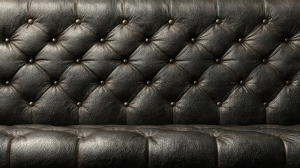Fototapeta premium Black Tufted Upholstery Shimmering with Silver Glitter Diamond Quilted Pattern Interior Design Texture with Button Accents