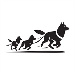 Obraz premium Sled dog team vector silhouette clip art logo design concept illustration