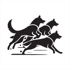Fototapeta premium Sled dog team vector silhouette clip art logo design concept illustration