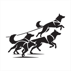  Sled dog team vector silhouette clip art logo design concept illustration © MdSajib