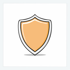 A set of shiny gold and silver vector shield icons designed as secure protection symbols and metallic crest emblems for safety and security sign illustrations