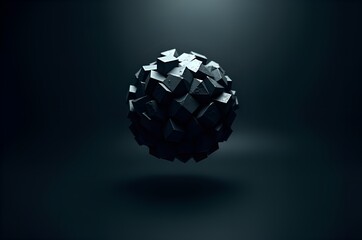Fototapeta premium Geometric sphere of dark gray polygonal shapes