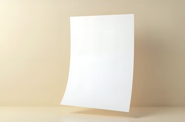 Naklejka premium Floating Blank Paper on Beige Background