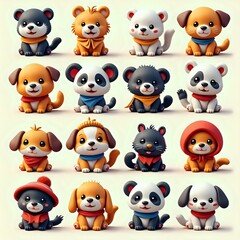 Obraz premium Cute Animal Characters Collection