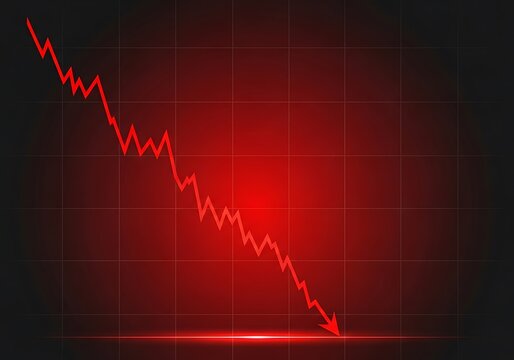 Downward Trend Graph with Red Line on Dark Background