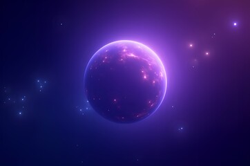 Fototapeta premium Glowing Purple Planet Amidst a Dark Starry Sky