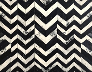 Black and white chevron pattern with marble-like textures