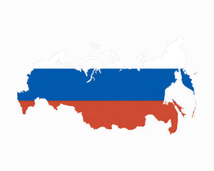 Fototapeta premium Detailed Russia map with flag colors for infographic design and geographical presentations highlighting Russian Federation