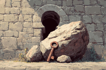 old building keyhole and key