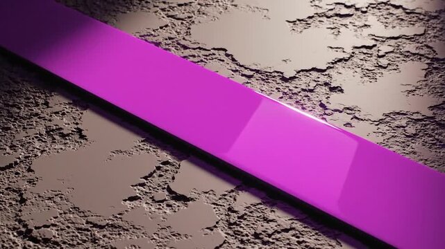 A vibrant purple rectangular bar casts a shadow on a textured, rough surface