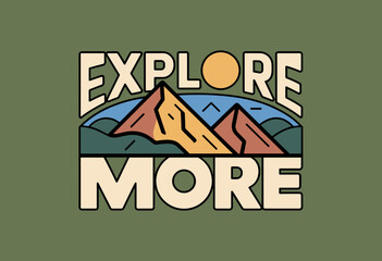 Inspirational Adventure Art with Bold Typography and Mountain Landscape in Earthy Tones