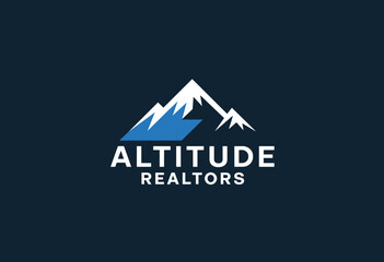 Modern Mountain Logo Design for Altitude Realtors in Cool Blue and White Tones