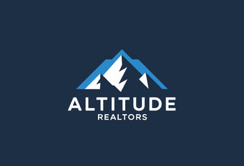 Modern Mountain Logo Design for Altitude Realtors in Cool Blue and White Tones