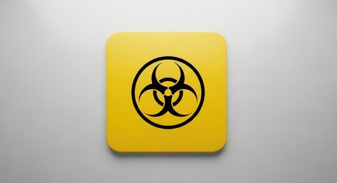 Biohazard Symbol On A Yellow Square Sign Demonstrating Environmental Hazards Warning