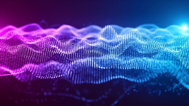 Futuristic abstract technology background with glowing blue lines, digital network grid and dynamic data motion in 4K.