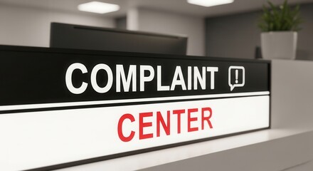 Obraz premium Complaint Center Sign Displays Information for Customer Service and Issues Resolution