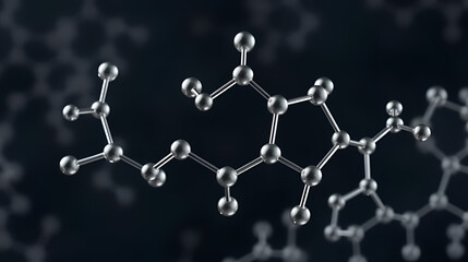 Molecular structure of acetaldehyde, an organic chemical compound produced by plants and one of the most important aldehydes. Scientific background. 3d illustration