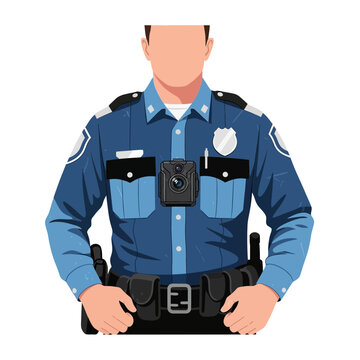 Police Officer with Body Camera on Uniform