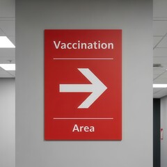Clear Guidance Sign Directing to Vaccination Area in Modern Medical Facility Setting