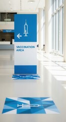 Clear Signage Directs Individuals Towards the Vaccination Area Within a Modern Medical Facility