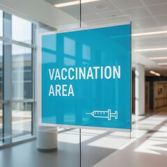 Clear Signage Displaying Vaccination Area Information In Modern Healthcare Environment
