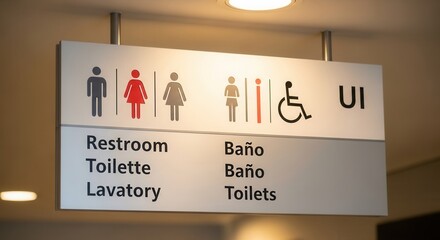 Clear Signage Indicating Restroom Locations And Accessibility Information For Visitors