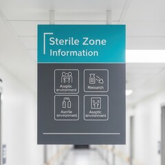 Clear Signage Indicating Sterile Zone Information for Medical Facilities and Laboratories