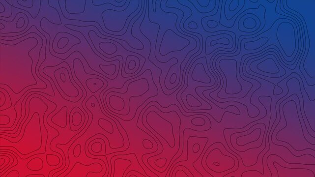 Colorful topographic contour lines forming a vibrant abstract animation background with smooth red and blue gradient mapping design.