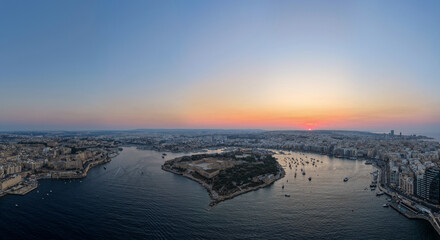 Marsamxett Harbour sunset panorama - Gzira, Malta © demerzel21