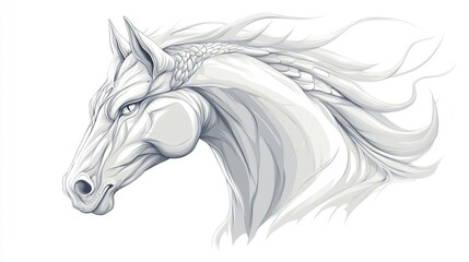 Obraz premium White Horse Head Illustration