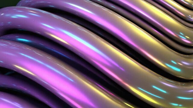 Iridescent Metal Waves Abstract Background with Cinematic Motion