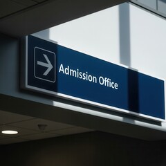 Directional Signage Highlighting Admission Office Location Within Modern Building Interiors