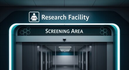 Entrance To Research Facility And Screening Area With Futuristic Style Design