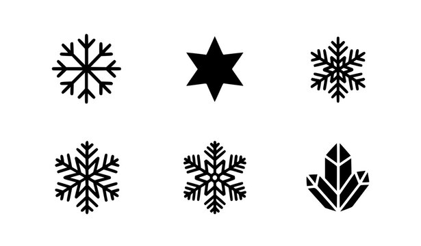 Snowflake glyph icon set vector Christmas winter symbols isolated on transparent background
