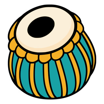 tabla India traditional drum percussion musical instrument ethnic flat color vector illustration template design