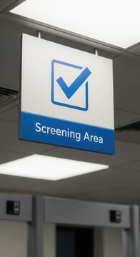 Essential Screening Area Sign, Illustrating Authorization and Compliance for Safe Entry