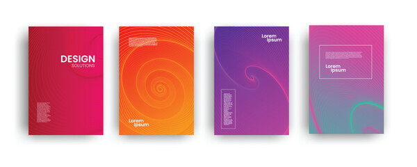 Minimal Geometric line covers poster design. Colorful halftone pattern gradients. Eps10 vector.