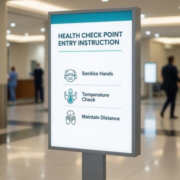 Health Protocols Signage Illuminating Entry Guidelines For Secure Public Spaces And Wellness