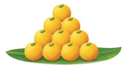 Stack of Traditional Indian Ladoo Sweets on Banana Leaf