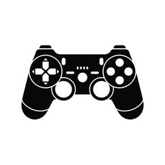 A simple black silhouette illustration of a modern game controller © firoj