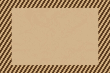 クラフト紙のような質感の茶色い斜めストライプのフレーム背景素材、中央にコピースペース