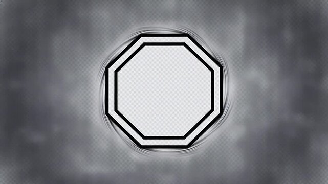 Octagonal geometric figure with rotating strokes on transparent background