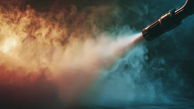 Fire Extinguisher Spraying Foam on Fire.