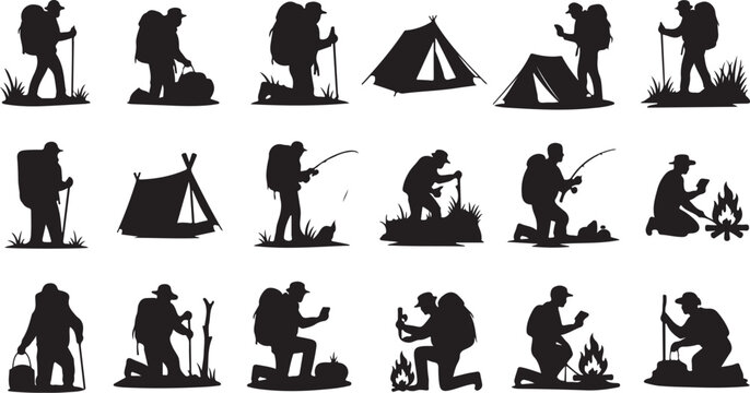 Camping and outdoor activities silhouettes for adventure seekers everywhere always