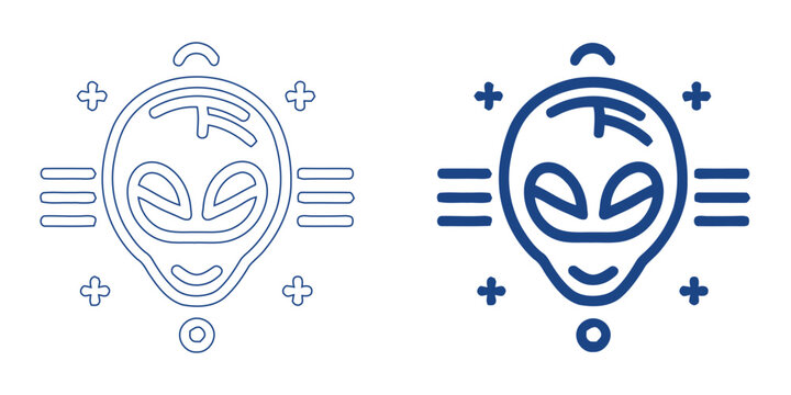 Alien Extraterrestrial Head Icon, Abstract Sci-Fi Intelligence Symbol, Futuristic Space Technology and UFO Graphic, Cyberpunk Alien Life Form Vector