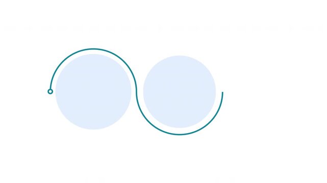 Animated minimalist infographic timeline with three circular steps and connecting wave line for business process and sequence concept