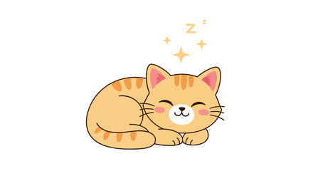 Obraz premium Adorable cartoon illustration of a happy sleeping orange tabby cat, peacefully napping with 