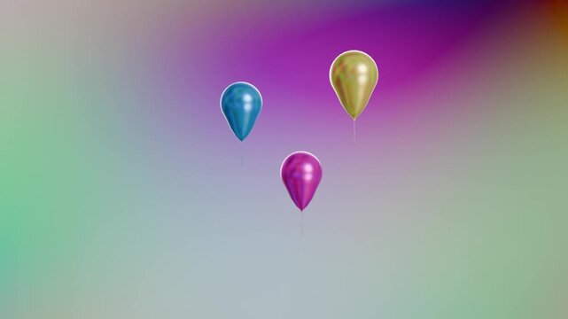 There are colorful balloons and the ground floor is also colorful. 