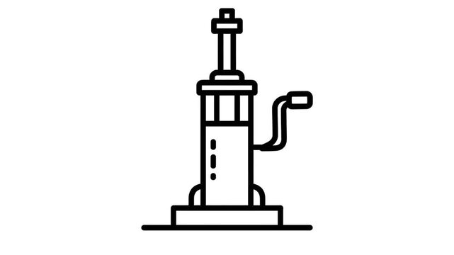 A simple line art illustration of a hydraulic jack tool on a white background.