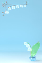 ガラスのスズランのフレーム風3DCG縦長背景